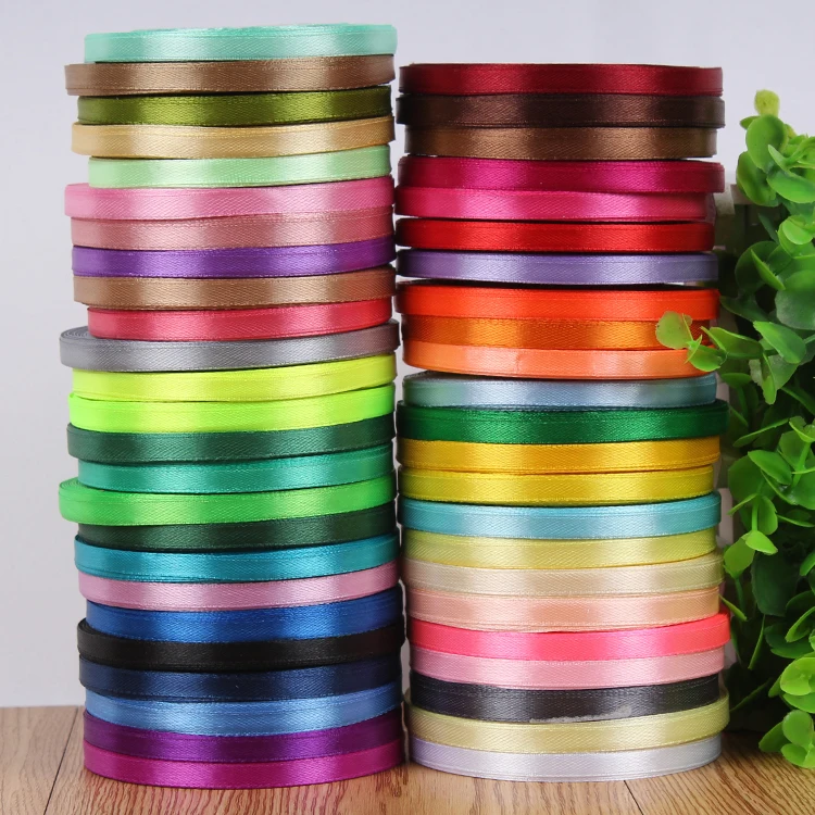 25 Yards 6mm Lace Length Ribbons 22 Meters Cheap Decorative Satin Ribbon Width for DIY Sew Craft Wedding Party Decoration