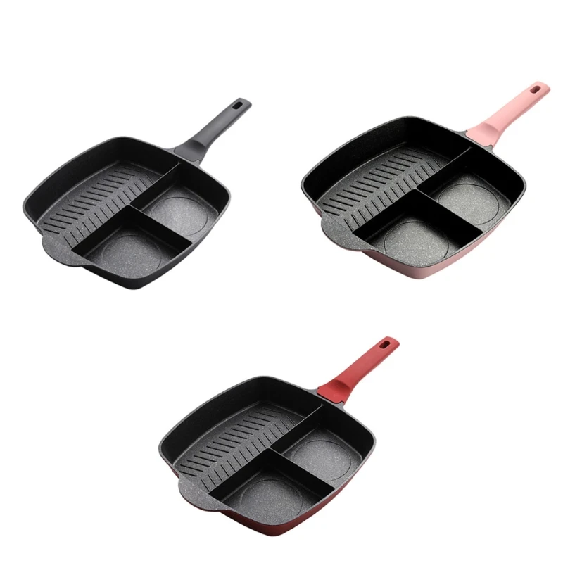 Non Stick Aluminum Material Wok Pans with Stay with Handle  for Home Induction Electric Gas Cooktops 3 Colors