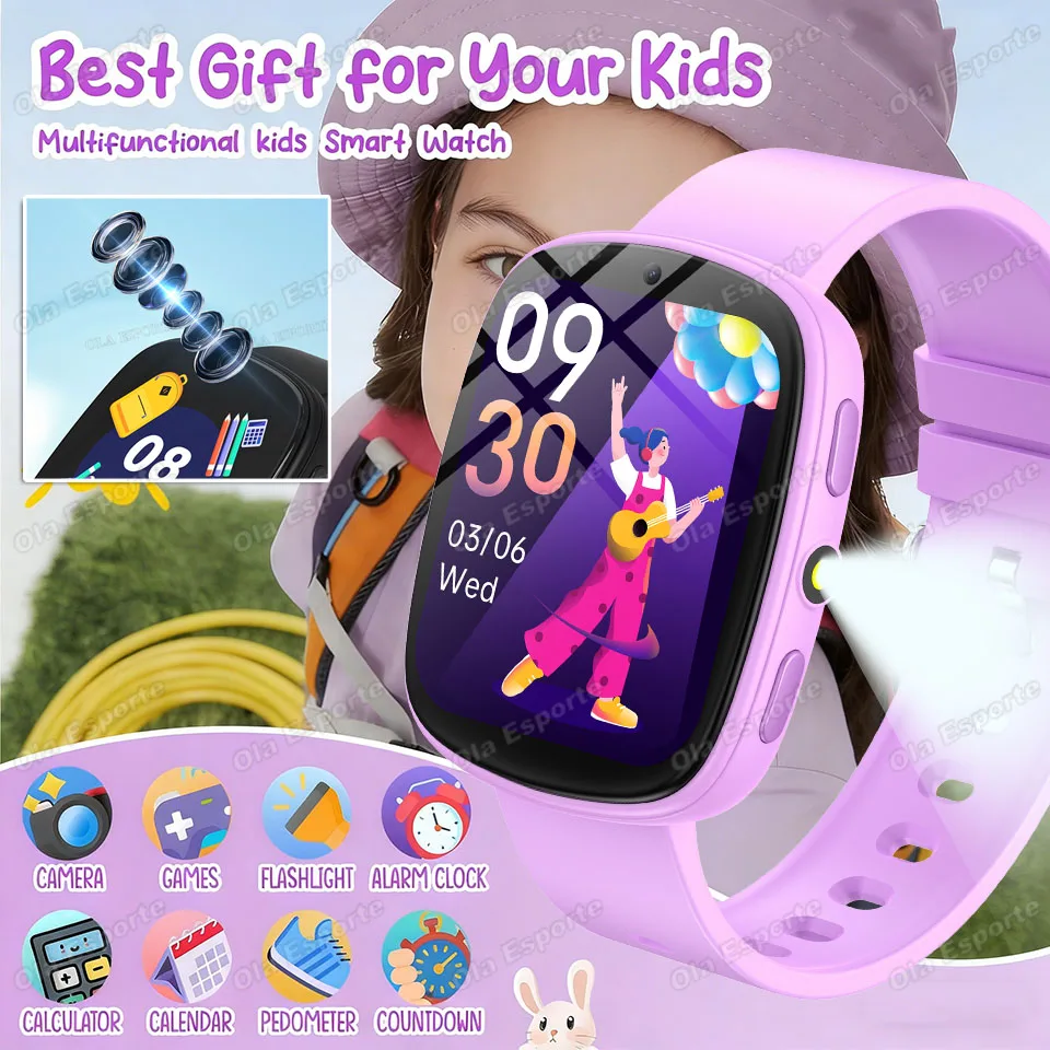 

2026 Kids Games Smartwatch 1.83''HD Screen Camera Interesting Games Sleep Monitoring Alarm Clock Calculator Children Watch Gifts