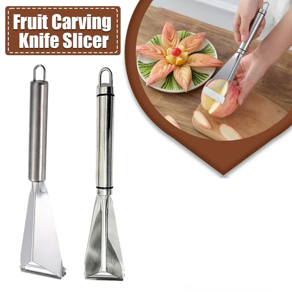 

Stainless Steel Fruit Push Knife Triangular Peeler Vegetable Slicer Fruit Platter Watermelon Kitchen Non-slip Carving Blade Tool