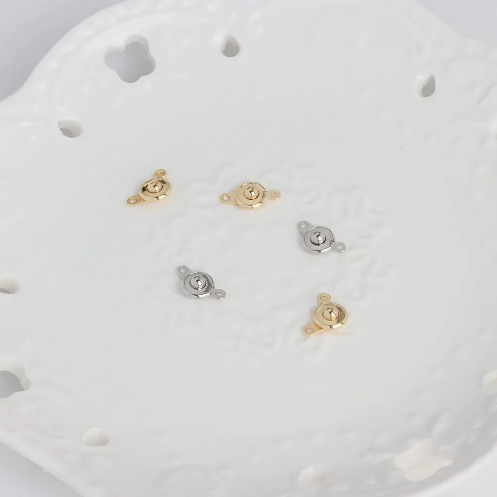 Hebilla a presión de conexión de pulsera chapada en oro de 14K, 18K, 8mm, accesorios de ingredientes hechos a mano, hebilla final para collar