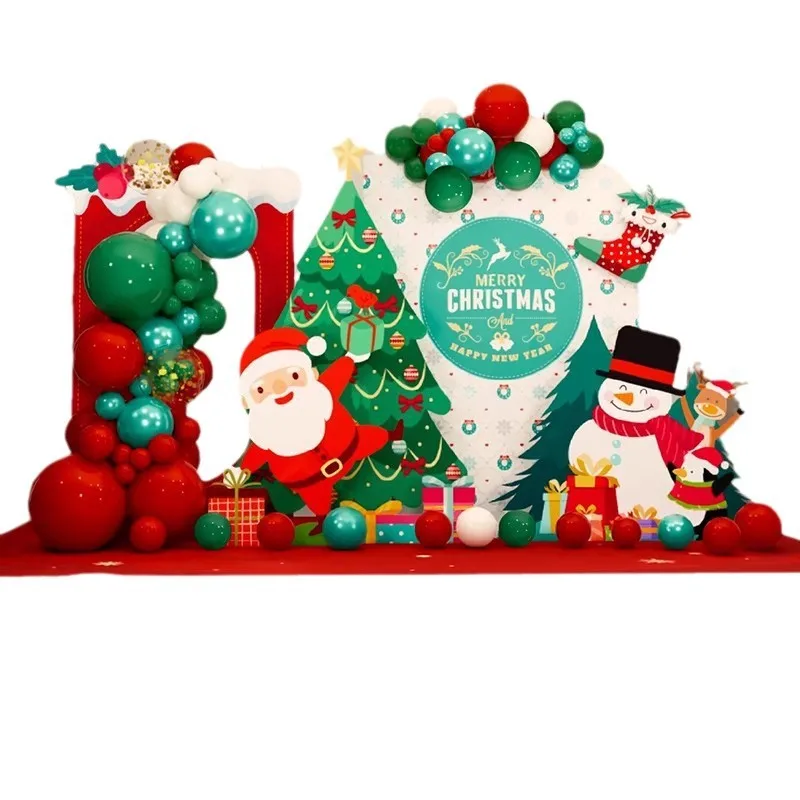 

Christmas theme decoration scene arrangement company shopping mall beautiful Chen event atmosphere balloon kt board backgroud