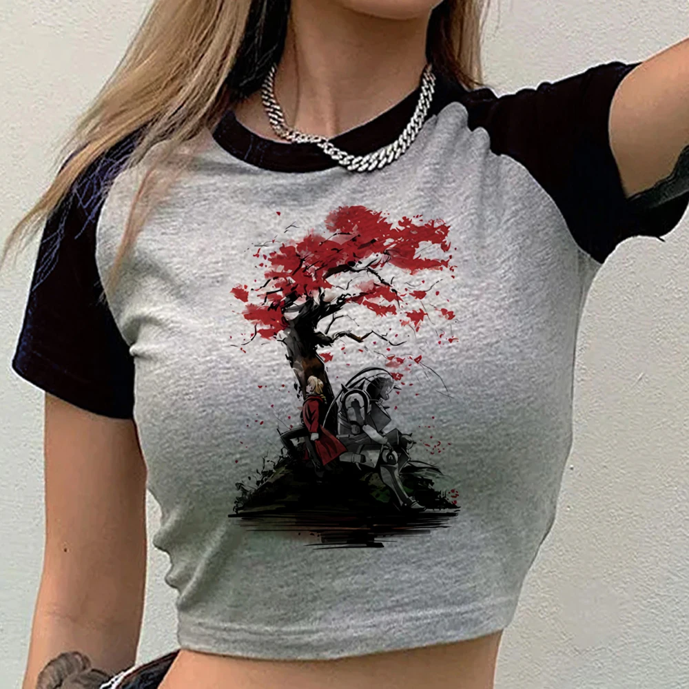 Fullmetal Alchemist Crop-Top für Mädchen, Goth-Scene, Japan, lustiges T-Shirt aus den 2000er Jahren, Streetwear, Vintage, Gyaru, Emo, Kawaii – Detail 10
