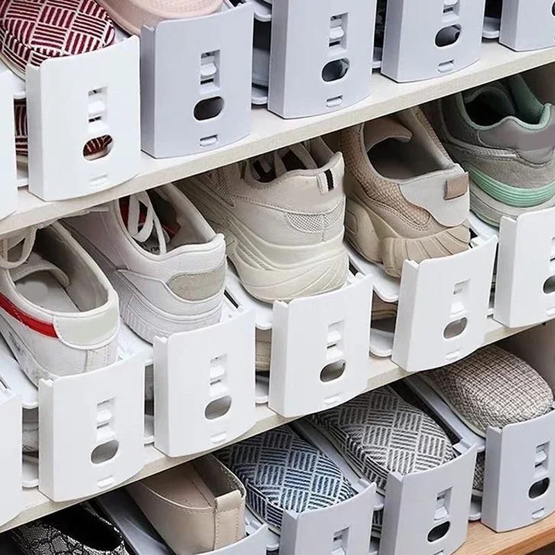 Adjustable Shoe Organizer Footwear Support Slot Space Saving Cabinet Closet Stand Shoes Storage Rack Shoebox