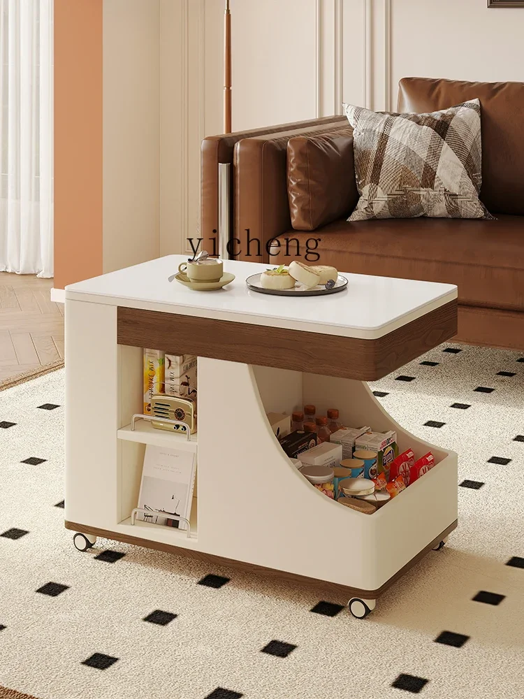 u3 Sofa Side Cabinet Light Luxury Cream Style Small Apartment Living Room Creative Small Coffee Table Trolley Lifting Table