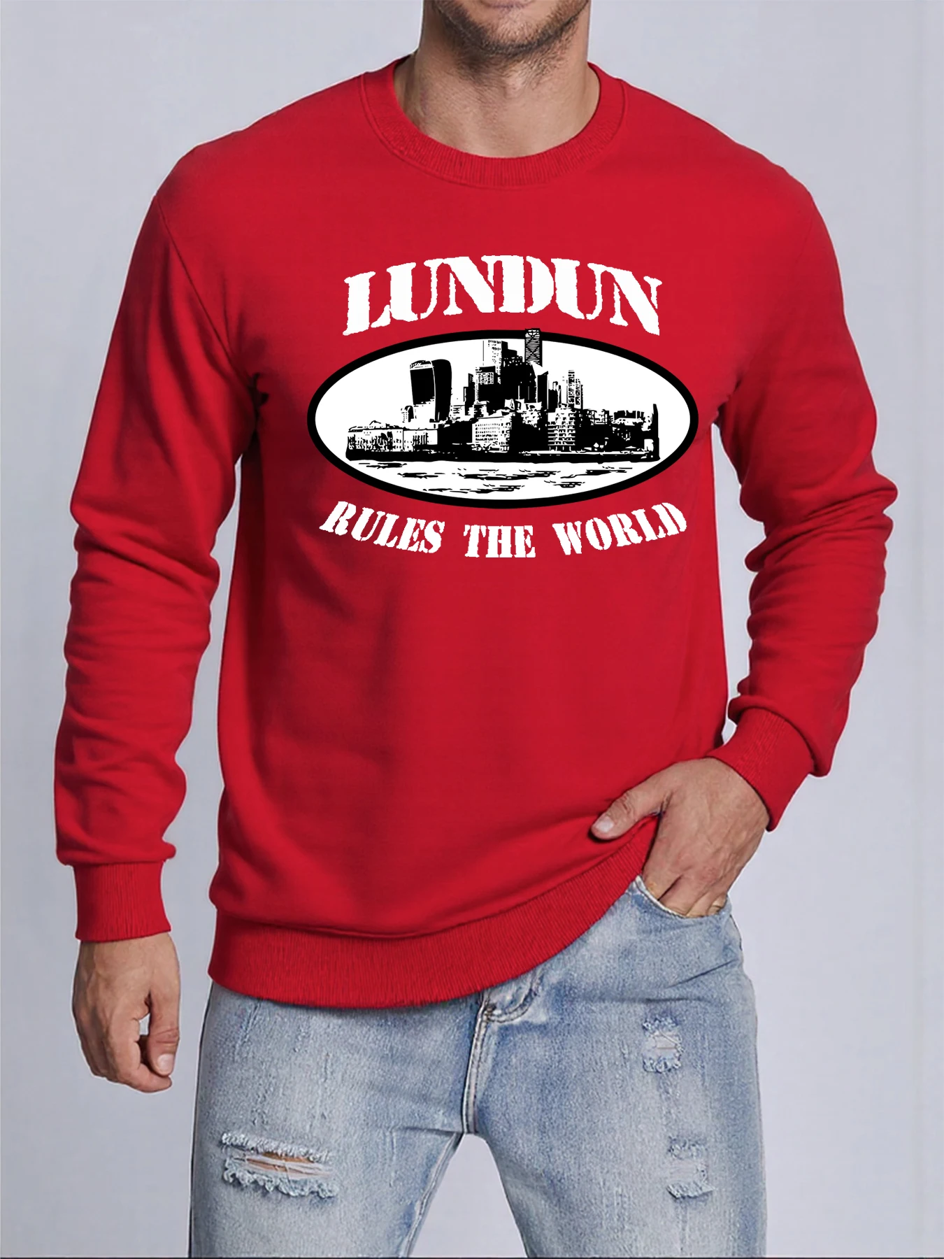 Мужские пуловеры с принтом Lundun Rules The World, модный флисовый свитшот, осенняя одежда с круглым вырезом, теплые многоцветные толстовки