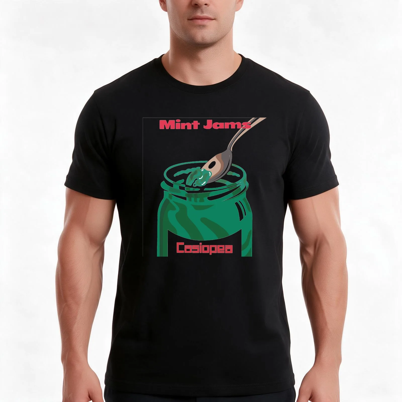 Casiopea Mint Jams T-Shirt, Summer Casual Cotton Tee, Oversized Streetwear Tops, Vintage Graphic Print, Loose Fit Short Sleeve