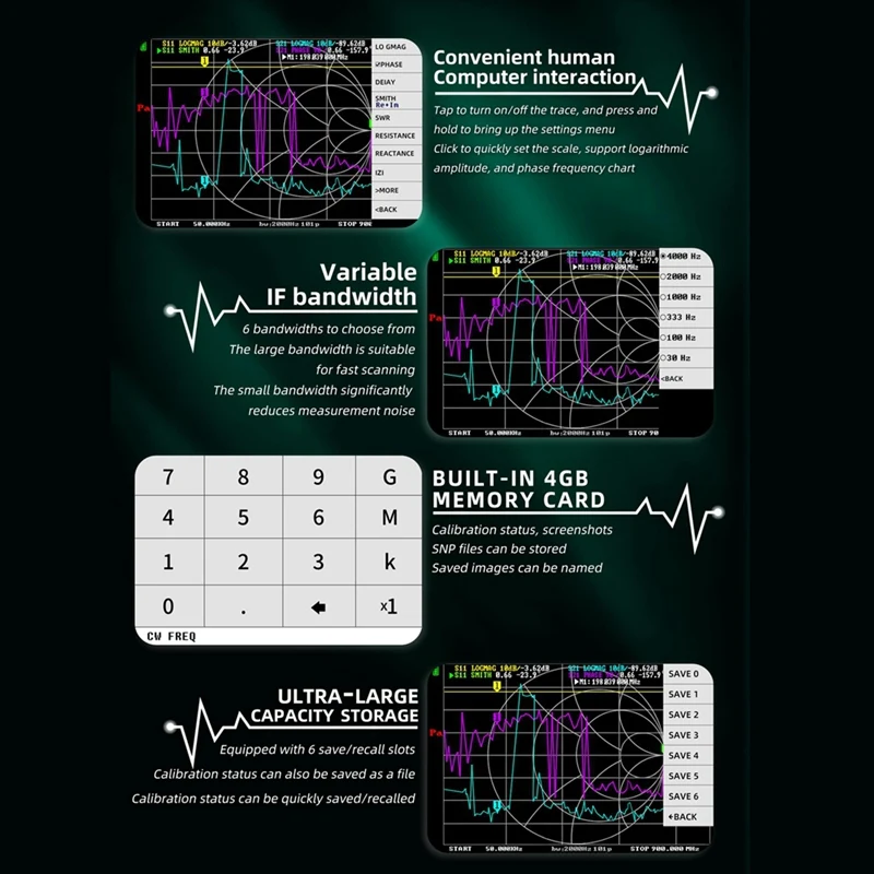 Rise-nanovnaベクトルネットワークアナライザー,3.98インチタッチスクリーン,10khz-1.5ghz, mf, hf, vhf, uhf, shf, nanovna