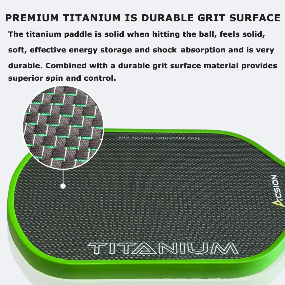 ACSION-paletas Pickleball de titanio T700, paleta termoformada de fibra de carbono, núcleo de 16mm con bordes inyectados de espuma para girar y