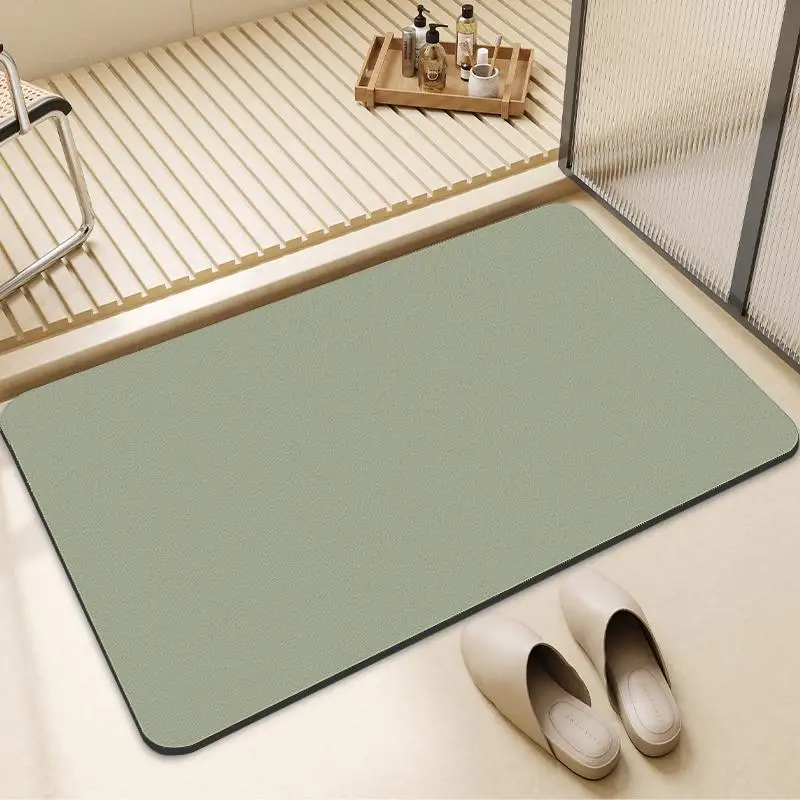 

Green Diatomite Bath Mat Non-Slip Quick Dry Super Absorbent Shower Mat Washable Bathroom Mat