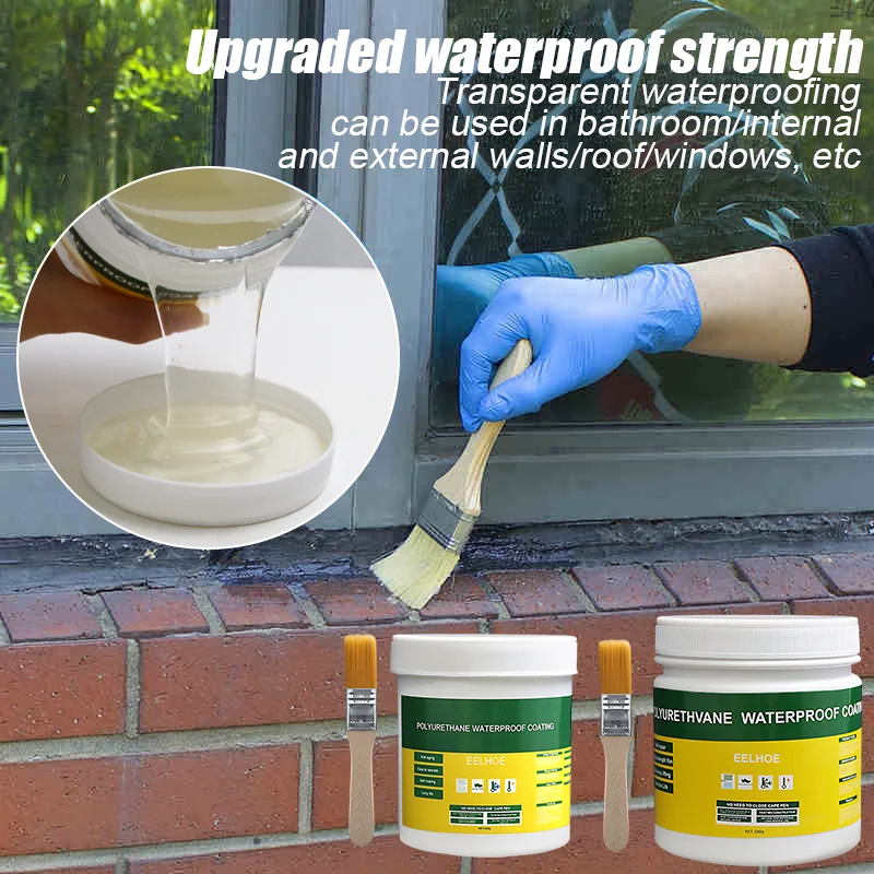 30-500g Waterproof Coating Sealant Agent Transparent Invisible Paste Glue With Brush LeakFree Adhesive Repair Home Roof Bathroom