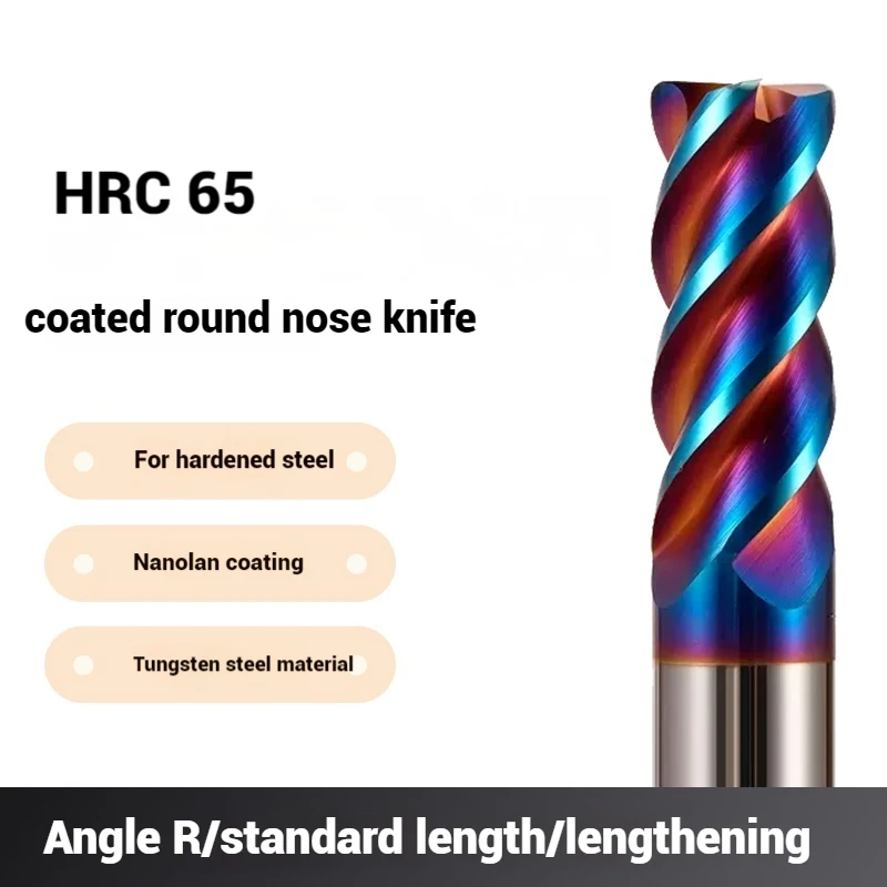 Solid Carbide Corner Radius End Mills HRC65 4 Flutes Nano Blue Coating CNC Tools  Endmills R0.5 R0.2 R1 R2~8 Surface Machining