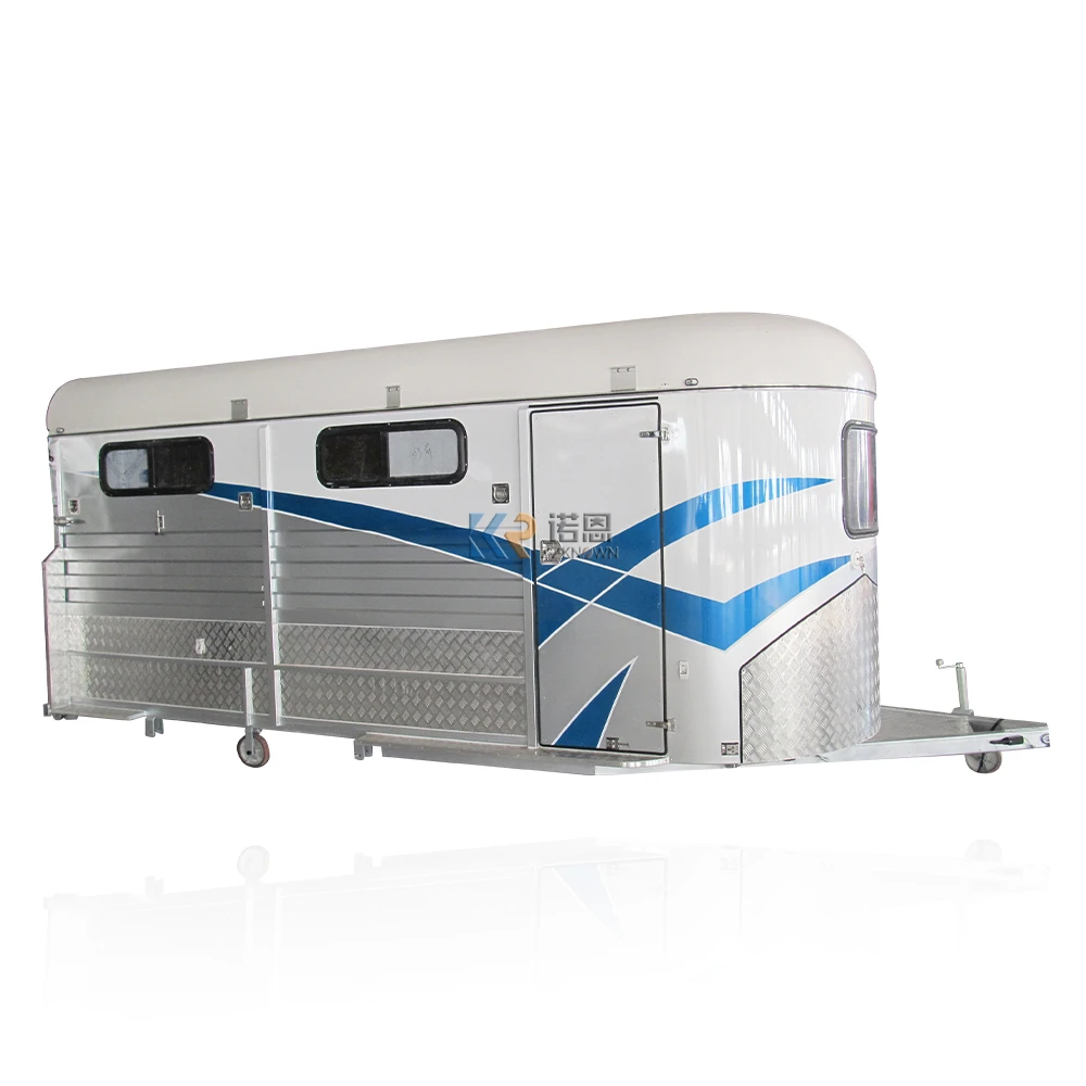 Australian Standard Horse Float Trailer with Living Area Angle Load 3 Horse Trailer Deluxe for Sale