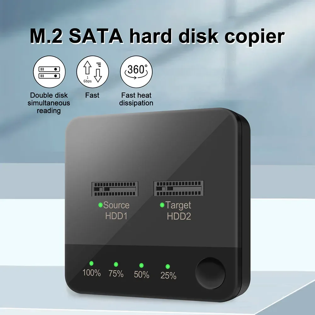 USB 3.1 C타입 to M.2 SATA 듀얼 베이 SSD 인클로저 외장 하드 디스크 도킹 스테이션, M2 HDD SSD 리더용 오프라인 클론 포함