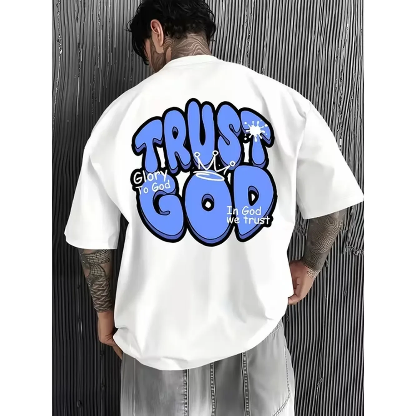 Mens Christian Faith Tee On God And Him With A And Scripture On The Back Psalm 23 1 Relaxed Fit Summer Short Sleeve Crew Neck Pink Ideal For Church And Everyday Use