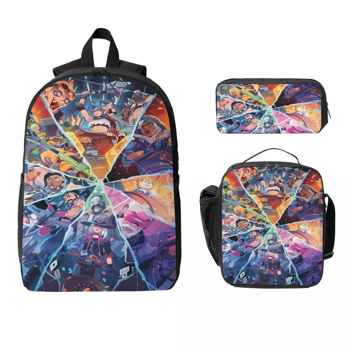 3Pcs Overwatch Video Game School bags Set for Boy Girl Pencil Boxes Backpack Sets with Lunch Box For School Students Daypack