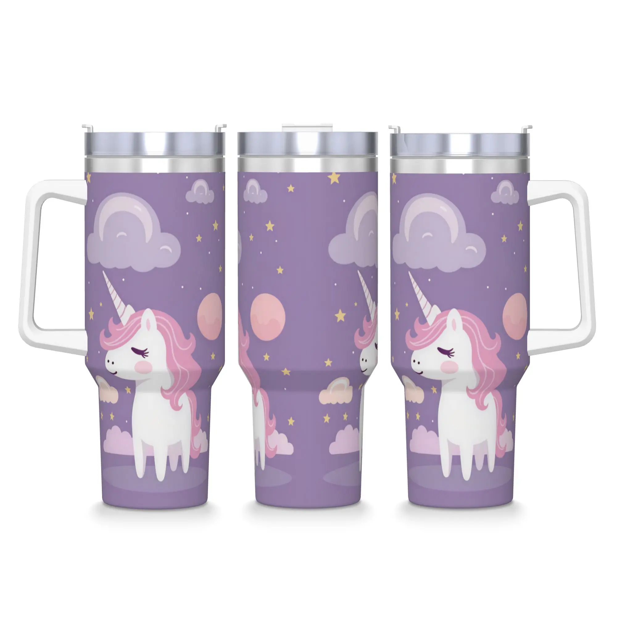 Stainless Steel Tumbler Cute Unicorn Thermal Mug  Leakproof Cold Drink Car Mugs Travelist Graphic Water Bottle