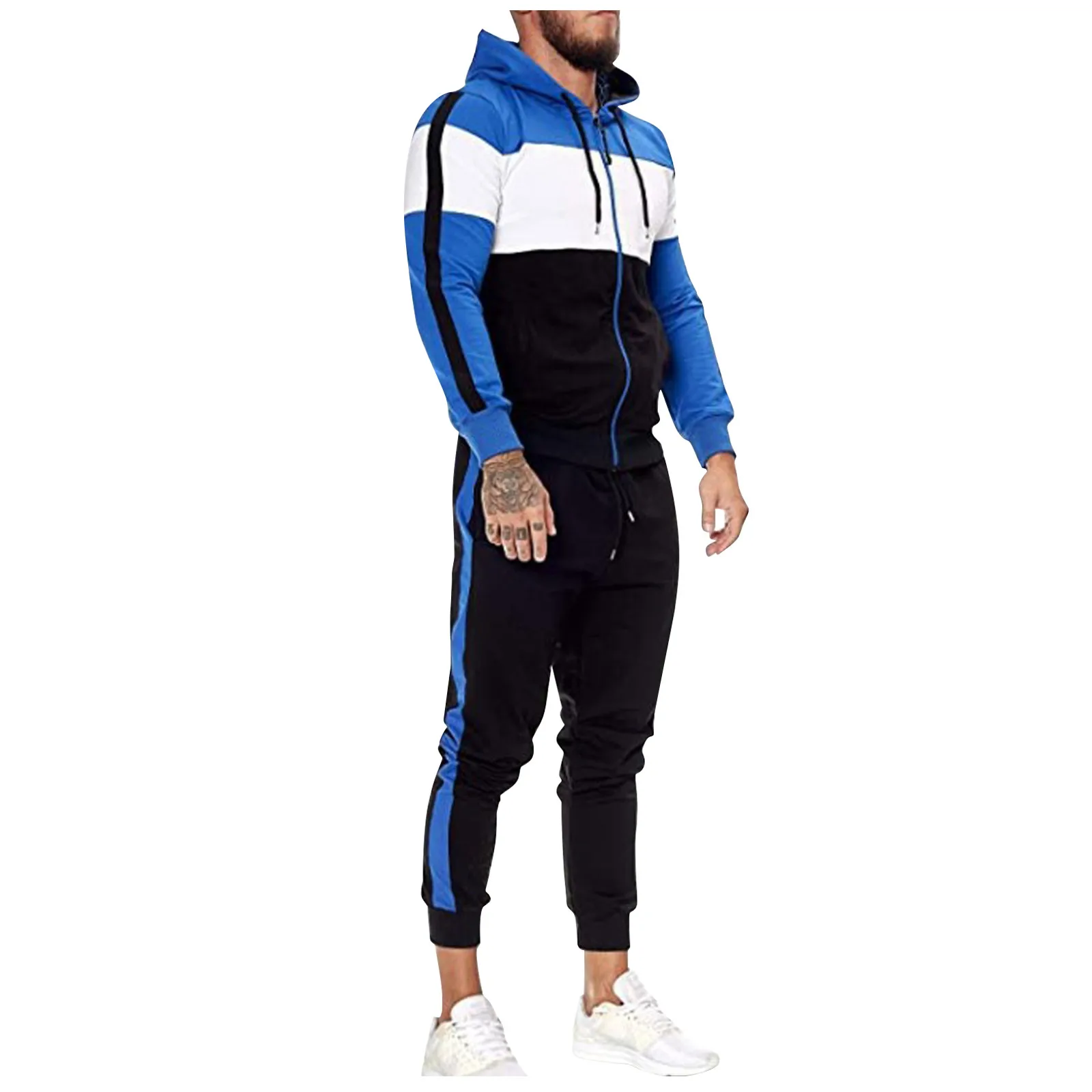 

Suit Men's Fashion Casual Color Block Hoodie and Pants Set Popular Fashion-Forward Men's Apparel Trendy Streetwear