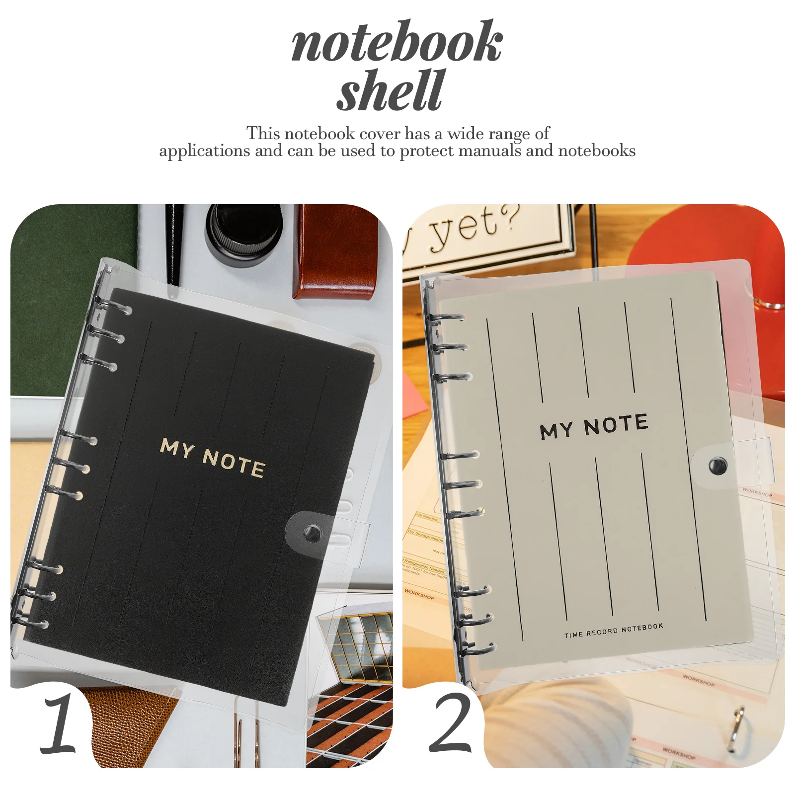 

Clear Shell B5 Notebook Cover Plastic Notepad Case 9 Ring Binder Scrapbook Cover Office Supplies Loose-Leaf Binder Shell For