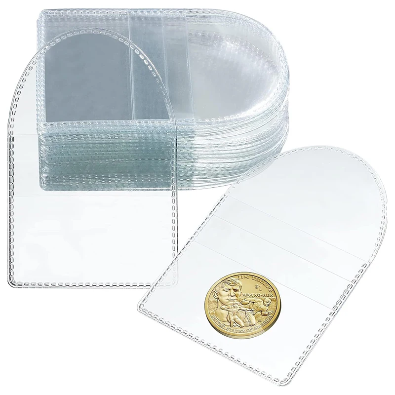 Transparent Plastic Coin Coin Collector Organiser Pocket Flip PVC Jewellery Stamps Etc Storage Sleeve Coin Protector Storage Bag