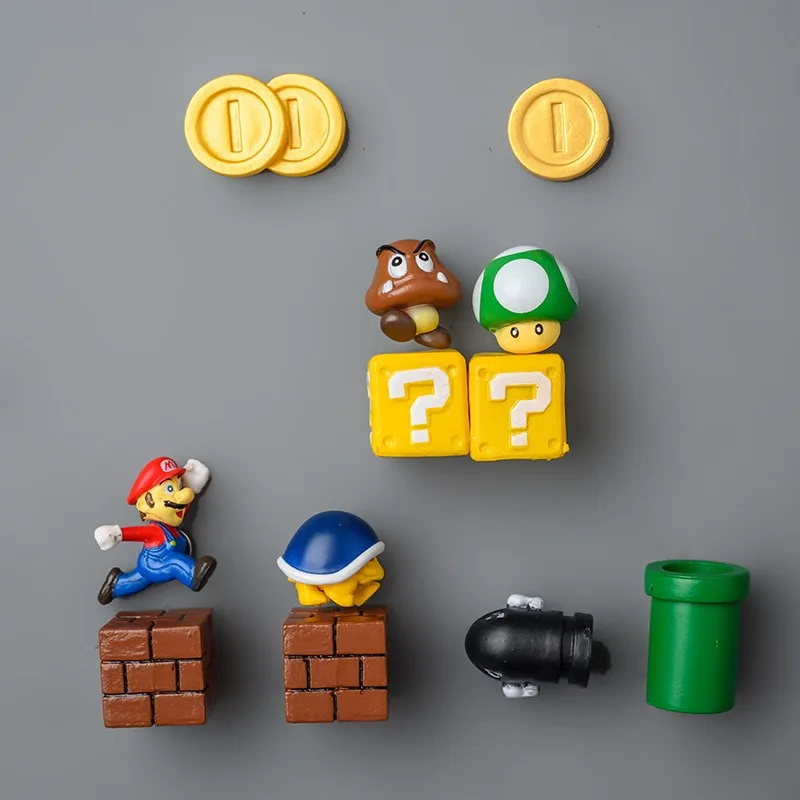 Game Super Marios Refrigerator Sticker Set Toy Anime Figure Three-dimensional Refrigerator Door Decorative Children Toy Gifts