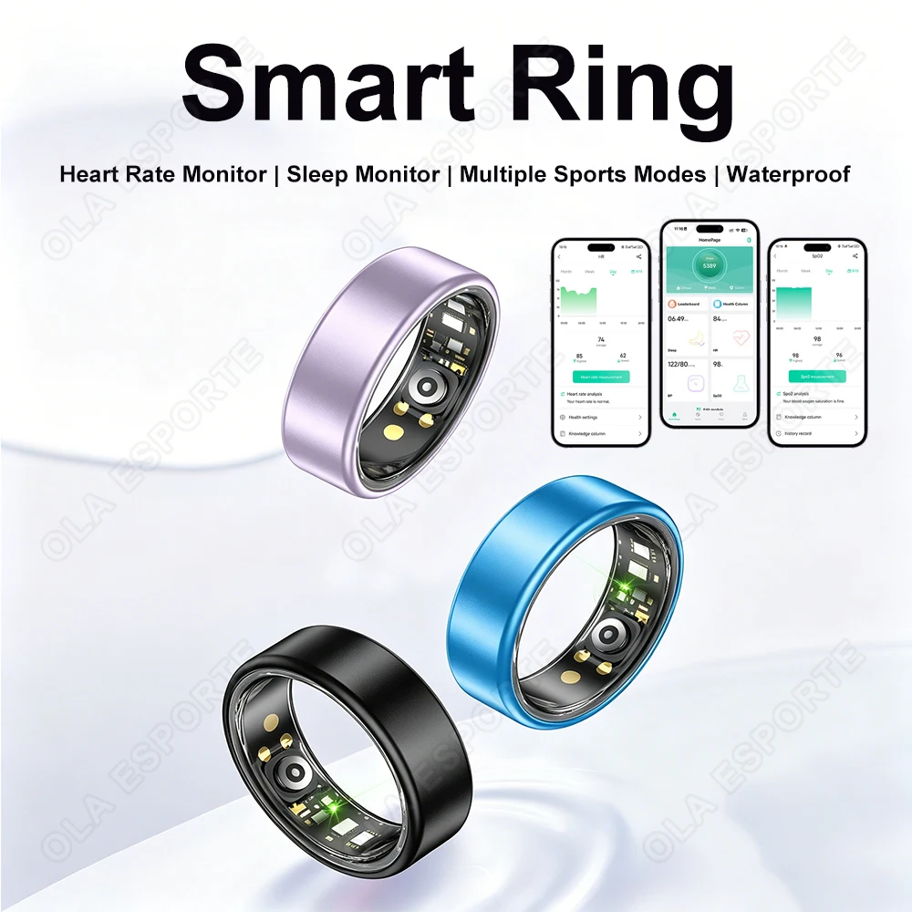 

2026 New Smart Ring Blood Oxygen Heart Rate Monitoring IP68 & 5ATM Waterproof Multi-sport Mode Fitness Smart Ring For Man Women