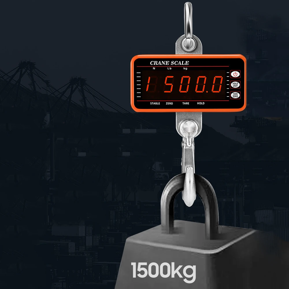 1500kg/ 3306lbs Digital Hanging Scale with 65ft Remote Control Heavy Duty Crane Scale Industrial Hook Scales