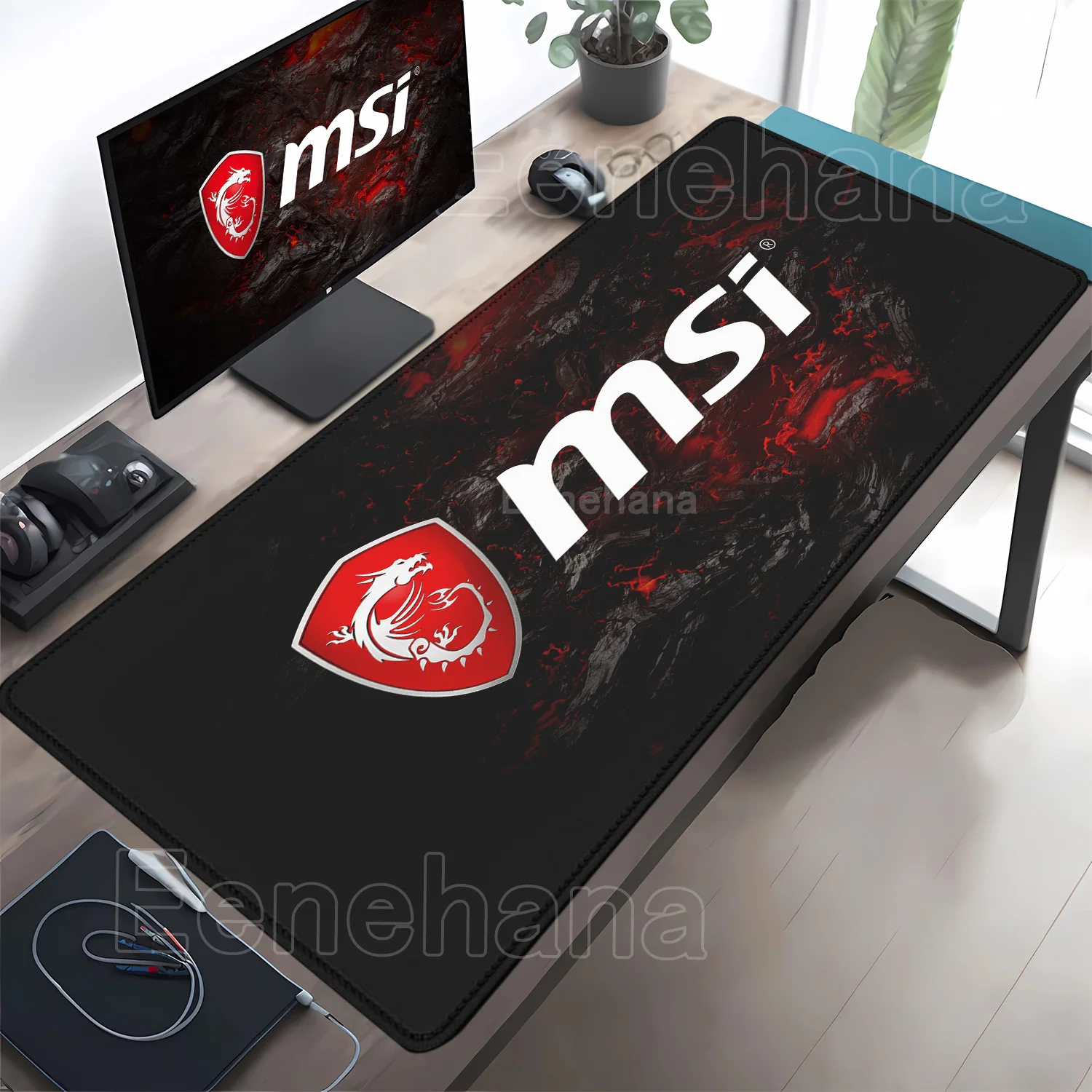 Tapis de souris M-MSI Dragon, tapis de jeu antid�rapant en caoutchouc, grand tapis de souris 90x40 cm, impression HD, tapis de bureau, d�coration, tapis de souris XXL