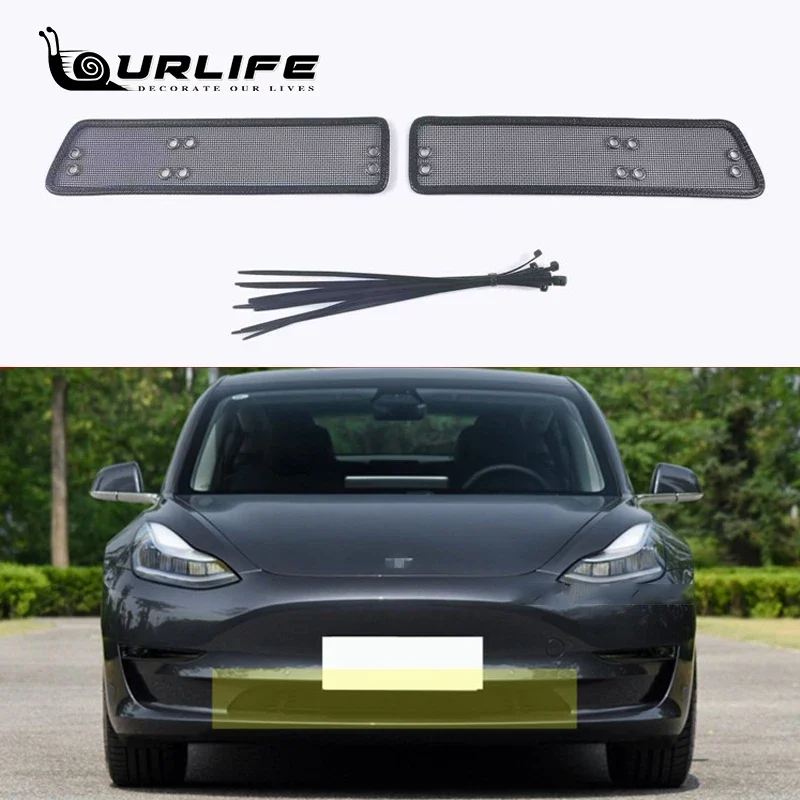 Car Front Grill Insect Net Insect Screening Mesh Protection Cover Trim Accessories For Tesla Model 3 2017 - 2021 / Model Y 2021