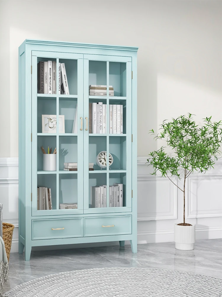 Simple High Cabinet Full Glass Door Combined Bookcase Transparent Locker Bookcase Complete