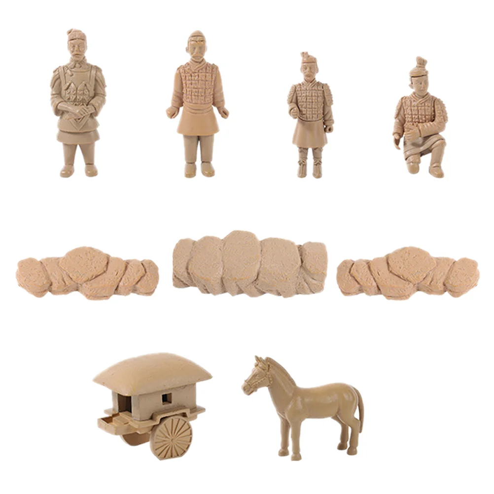 Terracotta Warriors and Horses Small Ornaments Plastic Craft Statue Soldier Shaped Decor Figurines Statues