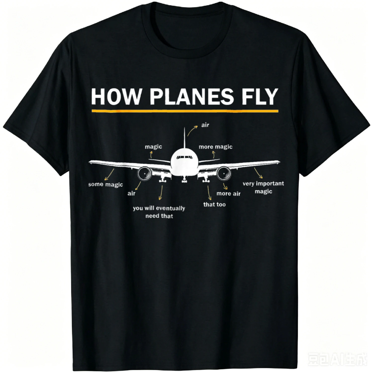 How Planes Fly Diagram Funny Aerospace Engineering Aviation T-Shirt Cotton Women Men Clothing Tops Harajuku Camiseta Streetwear
