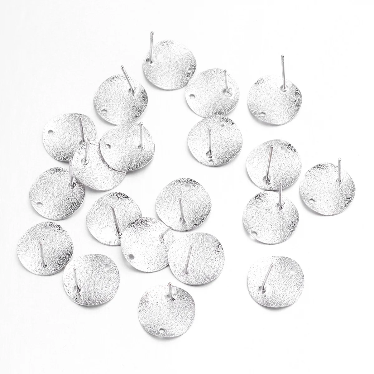 

20Pcs Hole Pierced Earrings Alloy Flat Small Ear Jewelry Decor Silver Gift for Women Birthday Anniversary Business Office Wear
