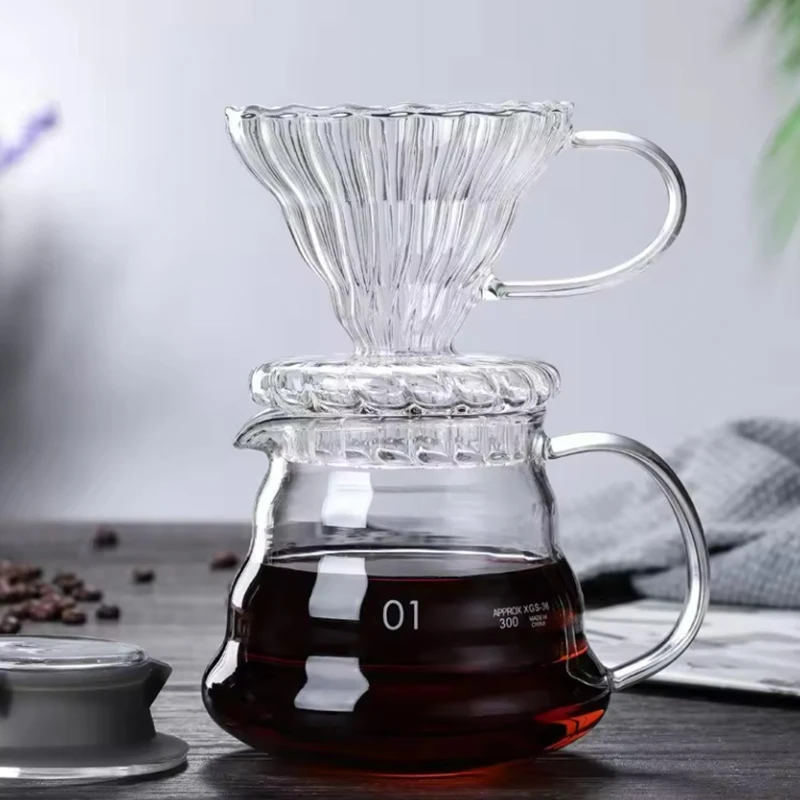 

Стеклянный графин для кофе в форме облаков, 450/600 мл, прозрачный чайник, горшок для совместного использования, чайник ручной работы, фильтр, воронка, стеклянный фильтр для кофе