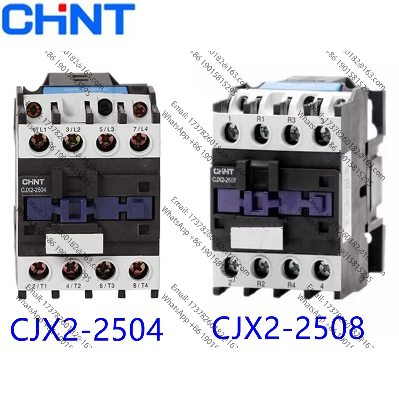 

CHINT CJX2-2504 4NO 4 polos 25A 220V 36V 24V CJX2-2508 2NO 2NC Contactor montaje en riel CJX2-25004 LC1-25008