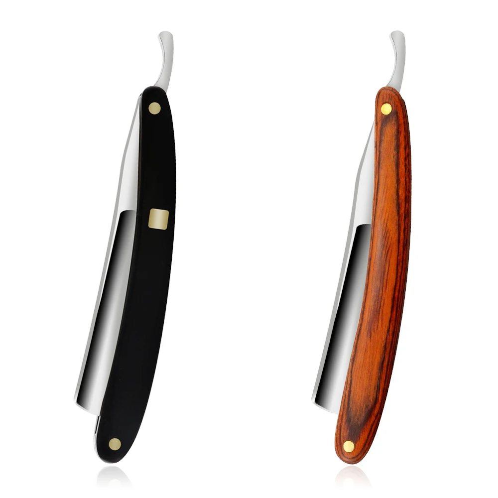 Lama di rasoio da barbiere manuale Coltello da barba in legno Rasoio da uomo Strumenti da barba per rasoio da barbiere professionale in acciaio inossidabile