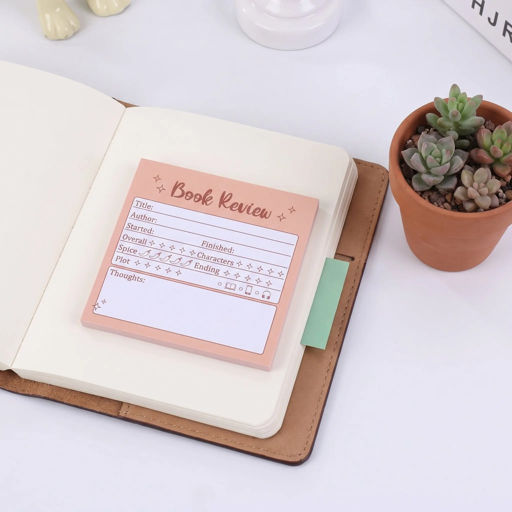 12Pcs Book Review Notepad Multi-Colored Self-Stick Annotation Tabs Removable Reading Memo Sheets for Novel Tracking