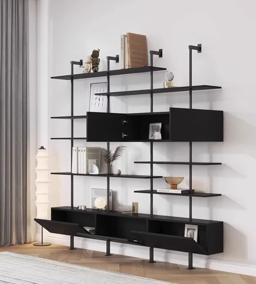 Italian simple bookcase creative wall bookcase study multi-layer wall shelf floor partition iron art display stand