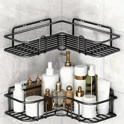 1PC Bathroom Shower Shelf Corner Storage Shelves Shampoo Holder Iron Shower Drain Basket Bathroom Organizer No Need Punching