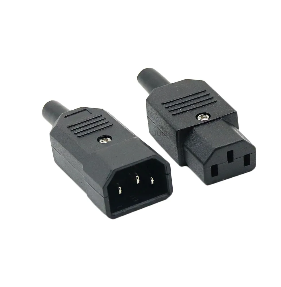 IEC Straight Cable Plug Connector C13 C14 10A 250V  Black female&male Plug Rewirable Power Connector 3 pin AC Socket