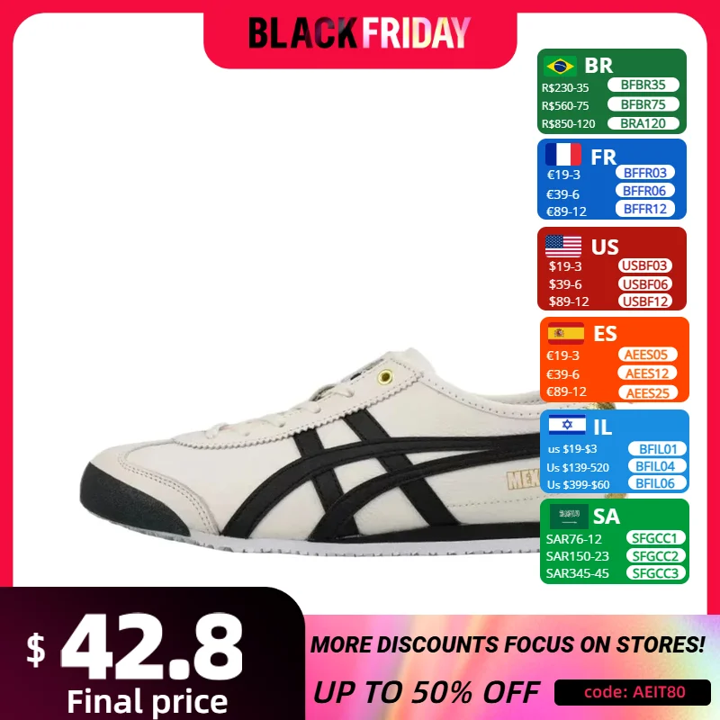 Asics Onitsuka Tiger MEXICO 66 Low Running Shoes Women Men Sneaker Lightweight Milky White