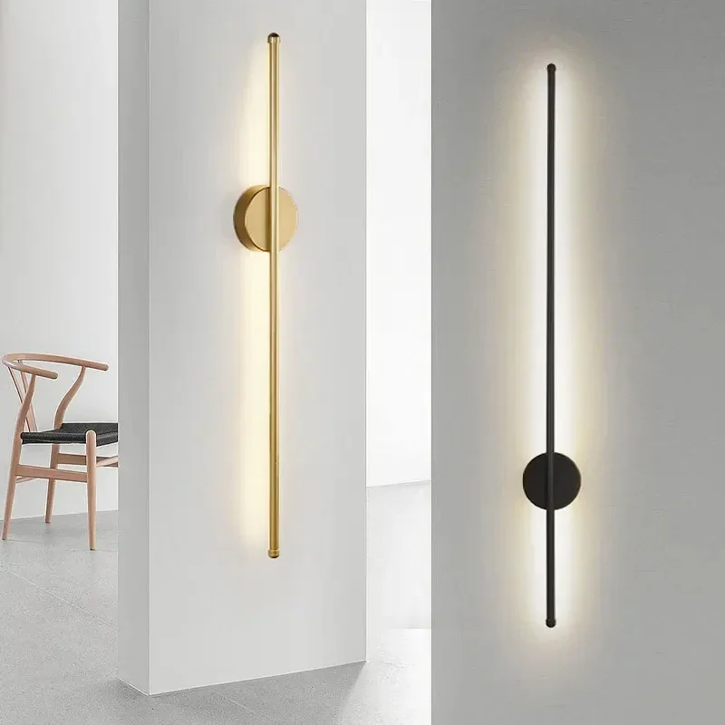 

Minimalist Luxurious Straight Line Wall Lamp Bedside Bedroom Long Staircase Hallway Living Room Indoor Hotel LED Wall Lamp