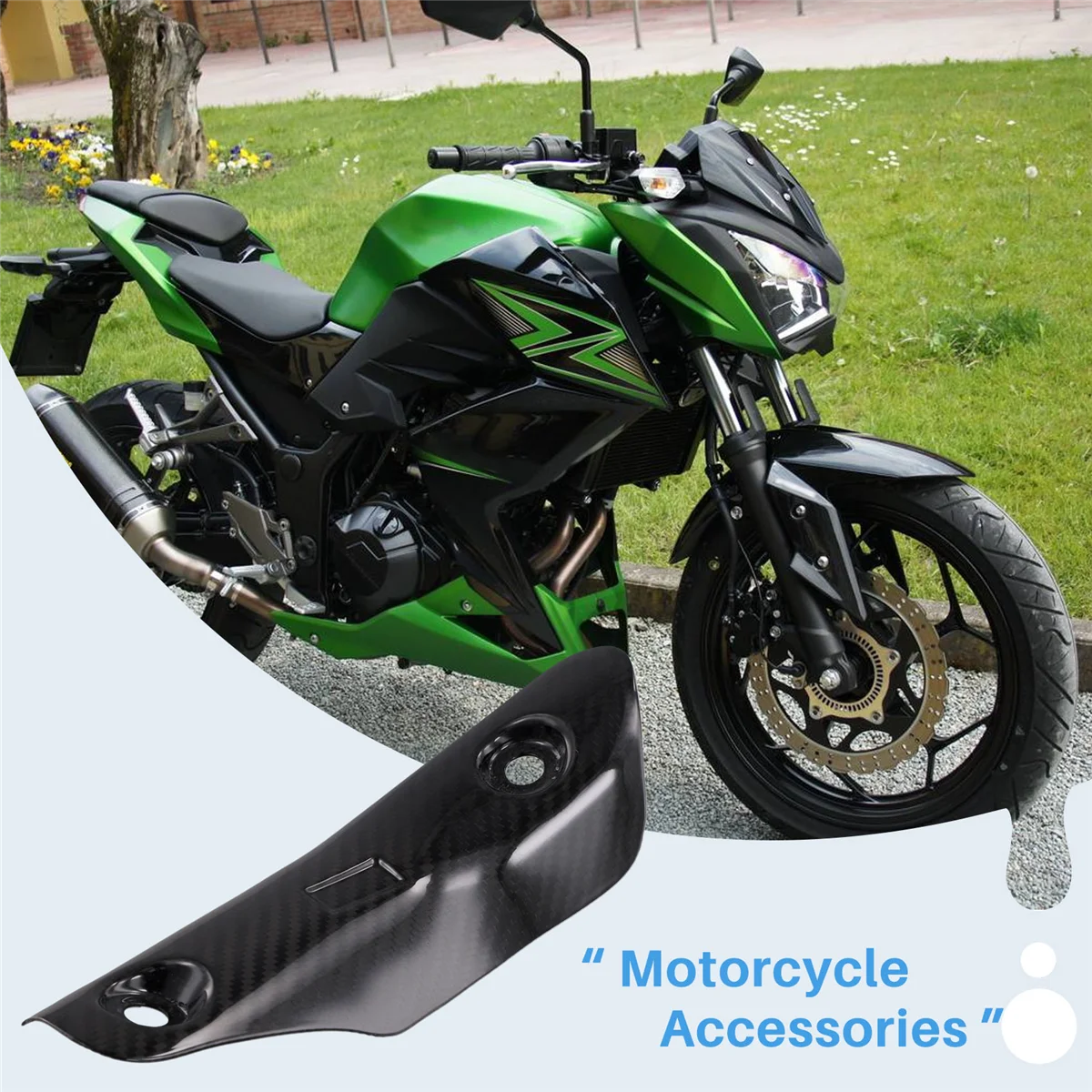 Motorcycle Exhaust Front Link Pipe Carbon Fiber Heat Shield Cover for Kawasaki Ninja ZX-4R ZX-4RR ZX4R ZX4RR