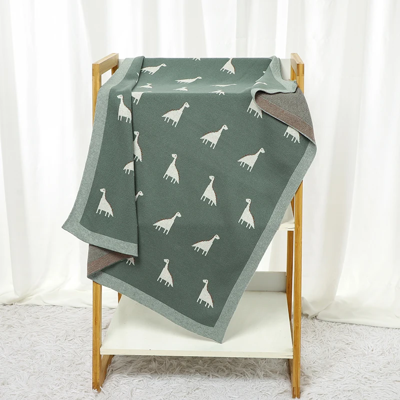 Baby Blankets Knit Cotton Infant Quilt Plaid Soft Sleep Covers 90*70CM Cute Dinosaur Newborn Girls Boys Stroller Swaddle Bedding