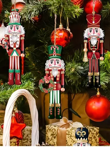 12pcs Christmas Nutcracker Soldier Wooden Pendant Xmas Tree Hanging Ornament 2024 Navidad Decoration for Home 2025 New Year Gift