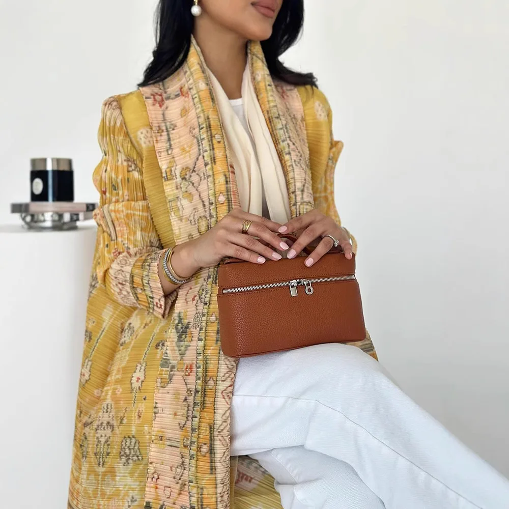 2025 Abaya casual musulmano a maniche lunghe per le donne Miyake cardigan stampato a pieghe cappotto allentato vintage abito Ramadan arabo abito da festa
