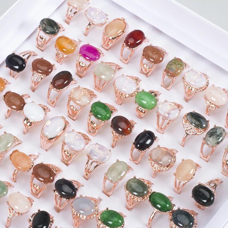 20 Pcs/Lot Bohemia Imitation Natural Stone Colorful Opal Crushed Shells Agate Finger Rings For Women  Joint Ring Gir Party Gifts