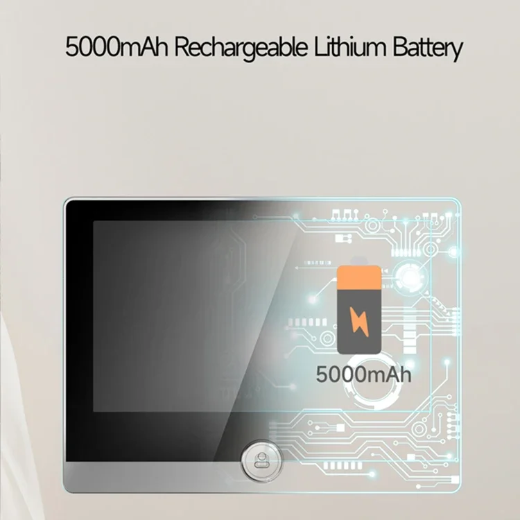 Smart Video Door Phone com Visão Noturna, Câmera Colorida, Bateria Embutida, Peephole Oculto, Função de Intercom, Compatível com Tuya