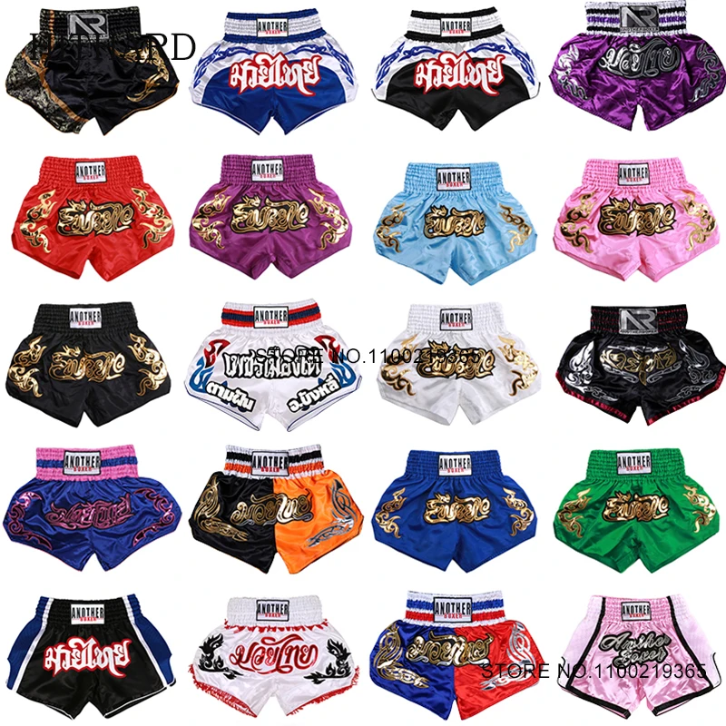 

Shorts Muay Thai Kick Boxing Pants Men Women Kids Satin Combat Martial Arts MMA Training Clothing Gym Fight Kickboxing Shorts