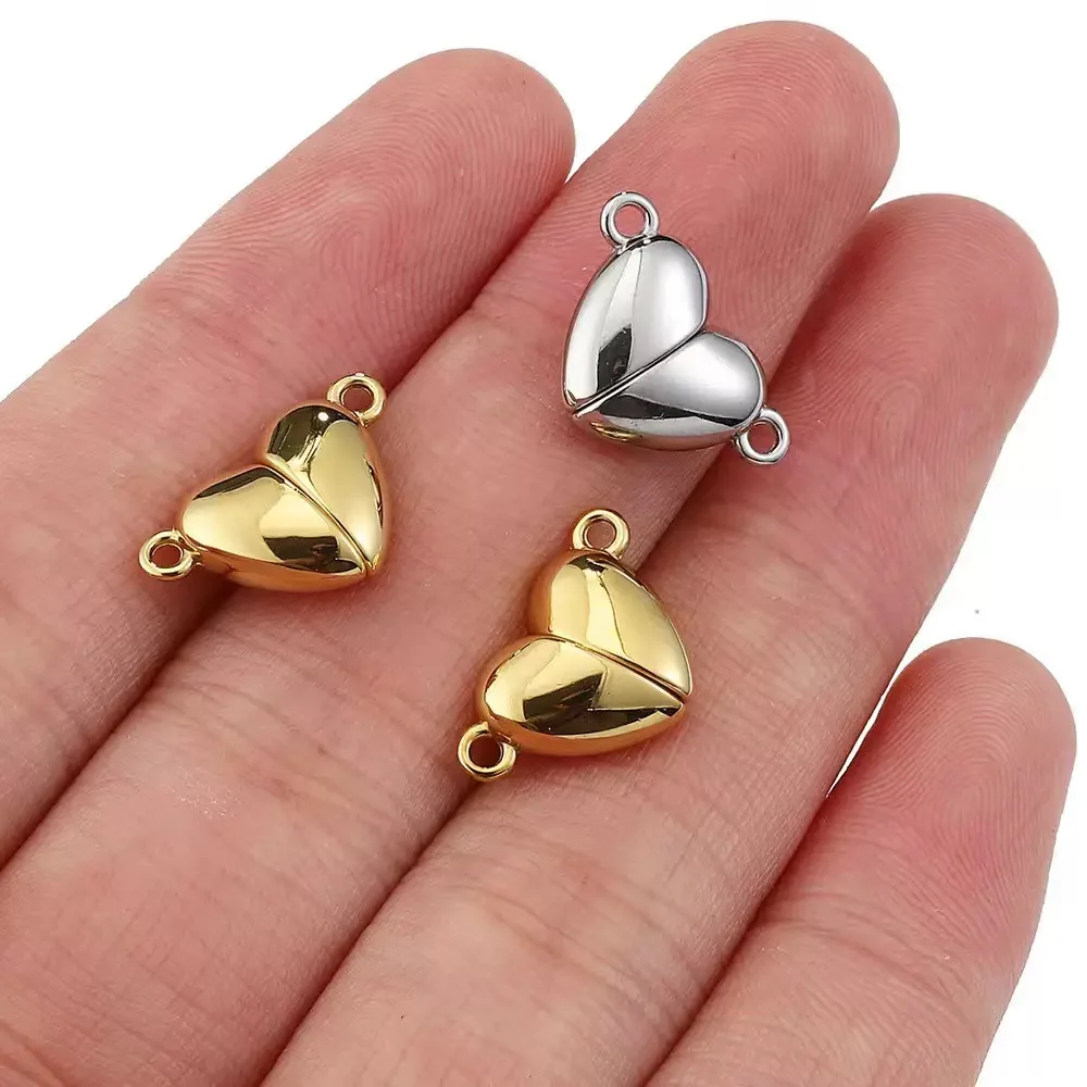 10 Pieces 11*17MM Stailess Steel Magetic Clasps Heart Coection Head Bracelets Necklaces clasps DIY Jewelry Accessories